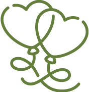 שני בלונים בצורת לבבות